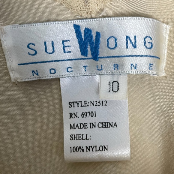 Vintage Sue Wong Nude mesh asymmetric 3D floral beaded dress boho fairy bridal S - Picture 11 of 14